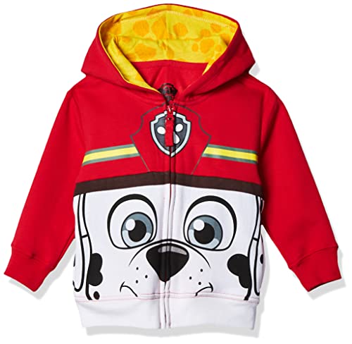Nickelodeon Toddler Boys' Paw Patrol Character Big Face Zip-Up Hoodies, Marshall Red, 3T