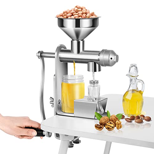 CGOLDENWALL Manual Oil Press Machine Household Seed Oil Press Extractor Peanut Nuts Oil Expeller for Physical Press and Continuous Expelling