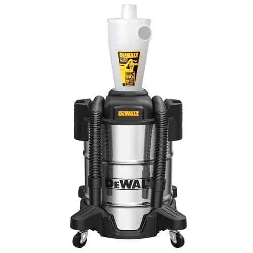 Dewalt Dust Separator with 10 Gal Stainless Steel Tank, 99.5% Efficiency Cyclone Dust Collector, High-Performance Cycle Powder Collector Filter, Dust Cyclone Collector, DXVCS003