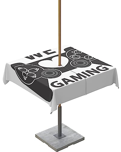 Laibao Outdoor Tablecloth with Umbrella Hole and Zipper WE Gaming Gray Gamepad Continuous Joystick 60x60in Square Waterproof Spillproof Patio Table Cover for Picnic BBQ,Garden Backyard Tabletop Decor