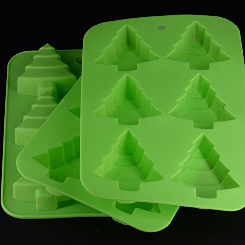 Yabber Christmas Tree Silicone Non Stick Molds [3-Pack] for Baking Cakes | Brownies | Pastries | Cupcakes | Fruit Cakes or Making Soap | Chocolate