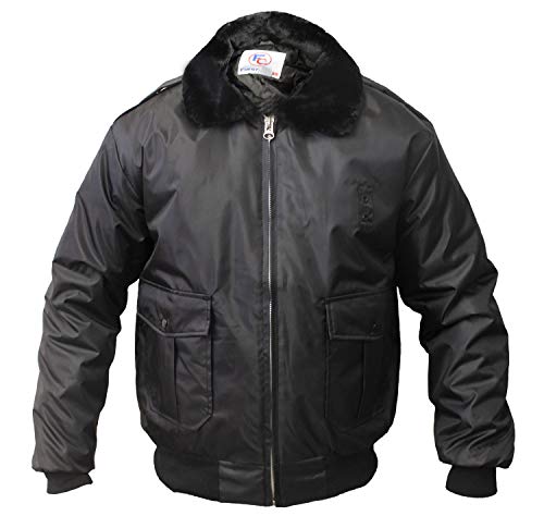 First Class 100% Nylon Oxford Watch-Guard Bomber Jacket (Black)-Large