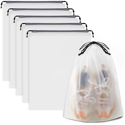 COIDEA Clear Shoe Bags for Travel 5 PCS, 15.7' x 11.8' Drawstring Travel Shoe Bags for Packing, Waterproof Dustproof Portable Travel Shoe Storage Bag for Men and Women