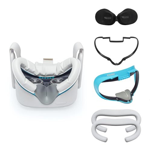 VR Cover Facial Interface Bracket & Foam Replacement with Lens Protector Cover for Meta Quest 2 (Virtual Reality Oasis Edition with Glasses Spacer)