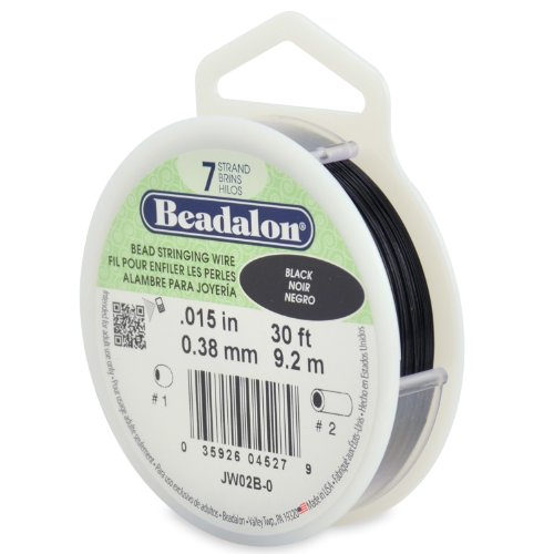 Beadalon 7 Strand Stainless Steel Bead Stringing Wire, 015 in / 0.38 mm, Black, 30 ft / 9.2 m