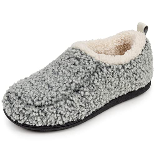 RockDove Women's Nomad Faux Shearling Lined Closed Back Slipper, Size 9.5-10.5 US Women, Light Grey