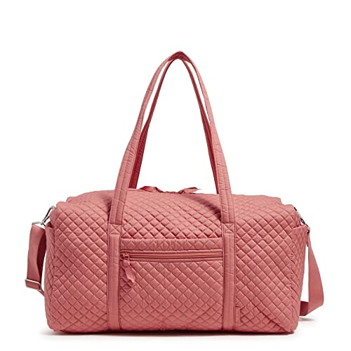 Vera Bradley Women's Cotton Large Travel Duffel Bag, Terra Cotta Rose - Recycled Cotton, One Size