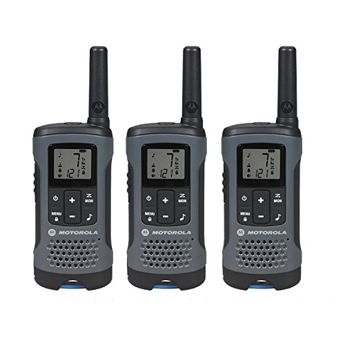Motorola Solutions, Portable FRS, T200TP, Talkabout, Two-Way Radios, Rechargeable, 22 Channel, 20 Mile, Dark Gray, 3 Pack
