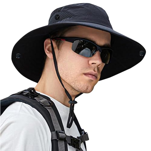 ZOORON Sun Hats for Men Women, Fishing Bucket Hats, Wide Brim UV Protection Waterproof Breathable Boonie Hats (1Pack-Black)