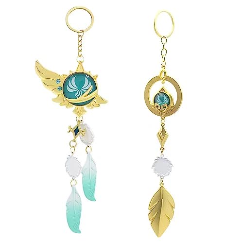 TaiCy Genshin Impact Vision Keychain,Kunikuzushi and Venti Vision Keychain,Game Character Cosplay Keyring Pendant Accessories