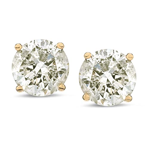 Amazon Collection 14k Yellow Gold Round-Cut Diamond Stud Earrings (1/2cttw, J-K Color, I2-I3 Clarity)