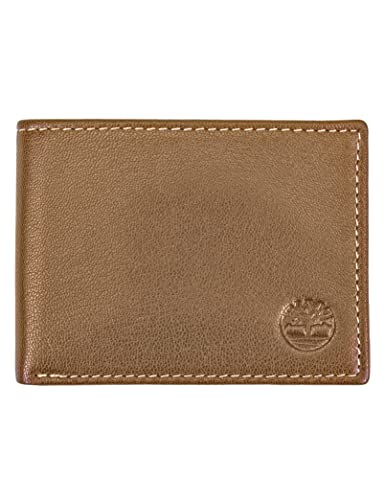 Timberland Men's Blix Slimfold Leather Wallet, Tan, One Size