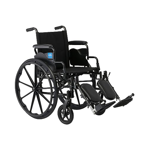 Medline Lightweight Wheelchair for Adults With Swing-Back, Desk-Length Arms, Elevating Leg Rests; 20' x 16'D Seat