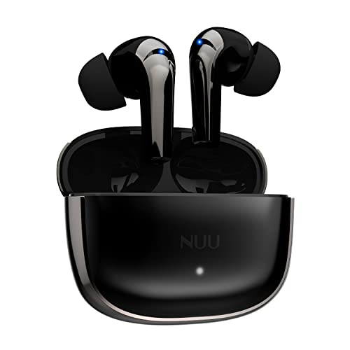 NUU Buds B | Hybrid Active Noise Cancelling Earbuds | Bluetooth 5.2 in Ear Headset | Triple mic Noise Reduction | IPX4 Sweat and Water Resistant | 9 Hours Playtime | Chrome Black