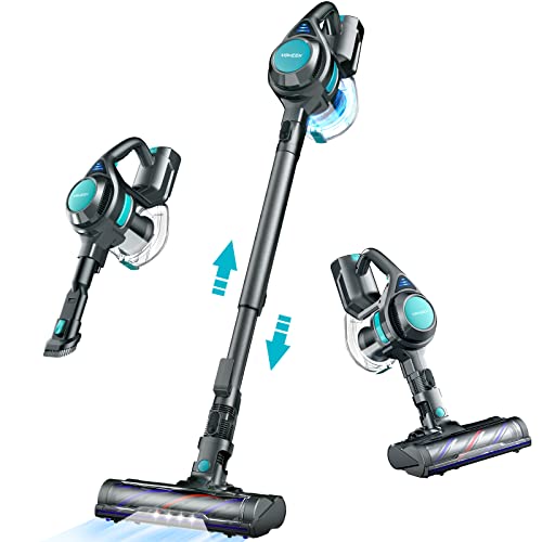 Voweek Cordless Vacuum Cleaner, Lightweight Stick Vacuum Cleaner with Powerful Suction, Detachable Battery, LED Brush, 1.3L Dust Cup, 4 in 1 Handheld Vacuum for Home Hard Floor Carpet Pet Hair