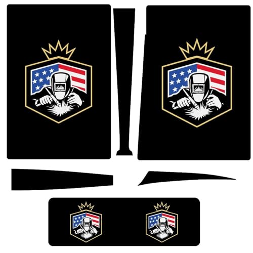 Welding American Welder Flag PS5 Skin Cover for Console Controllers Full Wrap Decal Stickers Compatible with PS5