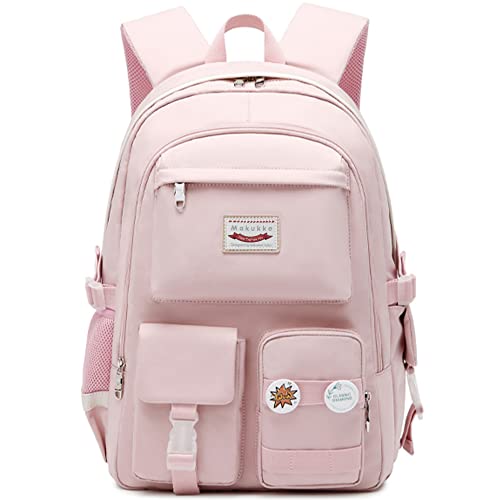 Makukke School Backpacks for Teen Girls - Laptop Backpacks 15.6 Inch College Cute Bookbag Anti Theft Women Casual Daypack,Pink Backpack