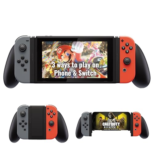 MGC PROTEUS Transforming 3-in-1 Grip Compatible with Nintendo Switch Joy-Con / for use with Switch Console and Mobile iPhone Gaming / Full-size Switch Gaming Controller Grip / Mobile Gaming Controller