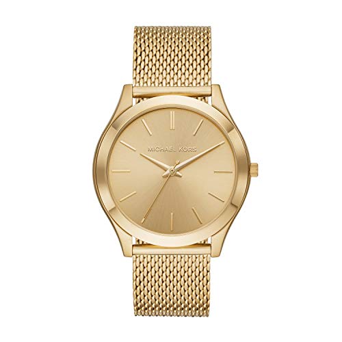 Michael Kors Men's Slim Runway Three-Hand Gold-Tone Stainless Steel Mesh Band Watch (Model: MK8625)