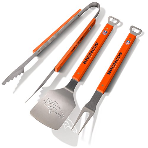 YouTheFan NFL Denver Broncos Spirit Series 3-Piece BBQ Set Stainless Steel, 22' x 9'