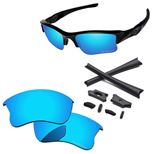 PapaViva Replacement Lenses & Rubber Kits for Oakley Flak Jacket XLJ OO9009 Sunglasses Ice Blue - Polarized