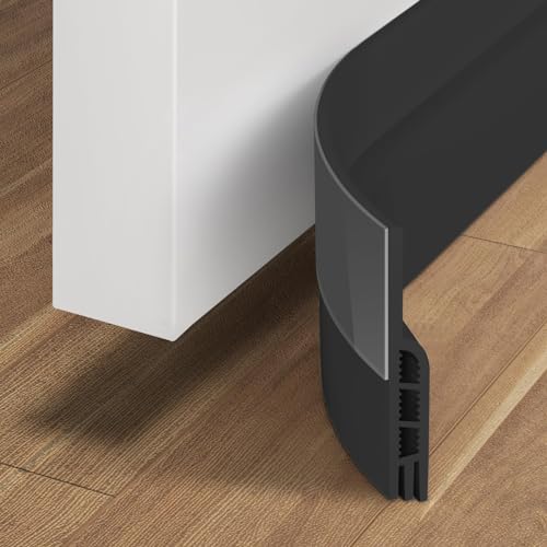 Holikme Door Draft Stopper Under Door Draft Blocker Insulator Door Sweep Weather Stripping Noise Stopper Strong Adhesive 39' Length Black