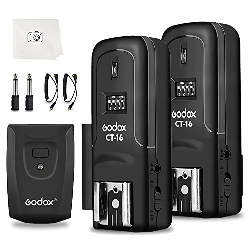 Godox CT-16 Wireless Radio Flash Trigger Receiver Kit,Fit Compatible for Canon Nikon Pentax DSLR Camera Studio 3-in-1 Flash Transmitter and Receiver
