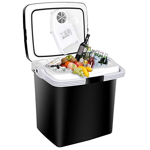 SUPER DEAL Pro 28 Qt Portable Electric Cooler and Warmer, Mini 12V DC Car Refrigerator Plug In Cooler Car Refrige for Camping, Fishing, Work Beach Picnic