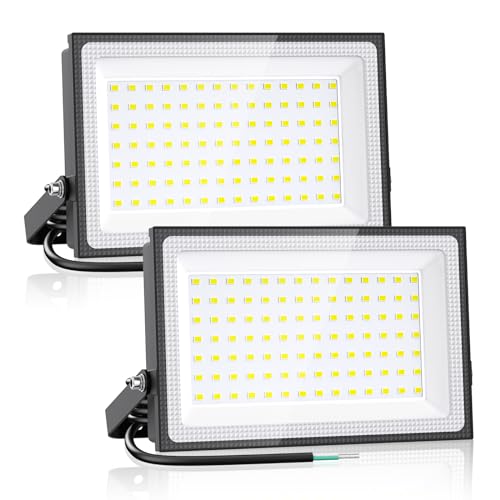 Onforu 100W LED Flood Light Outdoor, 8900LM Super Bright Security Lights, IP66 Waterproof Outdoor LED Lights, 6500K Daylight White Floodlight for Garage Yard Garden Stadium Playground Arena(2 Pack)