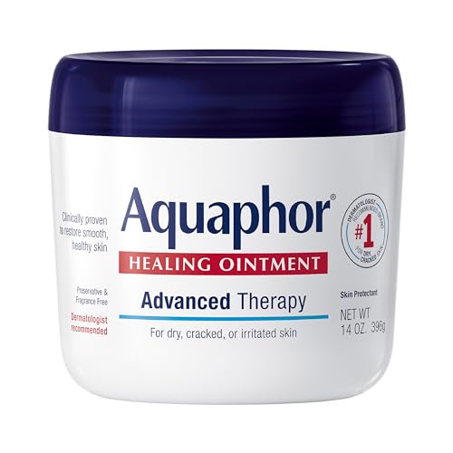 Aquaphor Healing Ointment Advanced Therapy Skin Protectant, Body Moisturizer for Dry Skin, Minor Cuts and Burns, Dry Cuticles, Cracked Heels, Hands and Lips, 14 Oz Jar