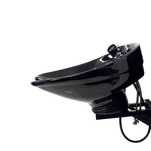 Fully Tilting and Wall-Mounted Ceramic Shampoo Bowl, Black Salon Sink, Beauty Salon Equipment for Hair Stylists - TLC-B07-WT - eMark Beauty