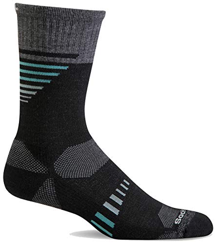 Sockwell Women's Ascend II Crew Moderate Graduated Compression Sock, Black - M/L