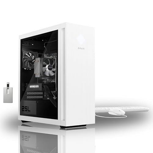 HP 2022 OMEN 25L Gaming Desktop, AMD Ryzen 5 5600G, 8GB DDR4 RAM, 512GB PCIe SSD, NVIDIA GeForce GTX 1660 Super 6G GDDR6, Win 11 Pro, White, 32GB Snowbell USB Card