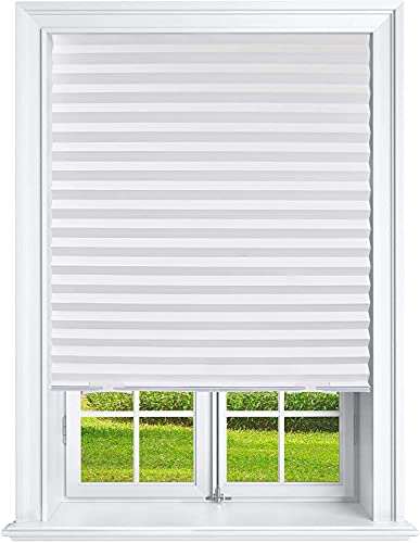 Mirrotek Pleated Window Paper Shades Light Filtering Blinds White 36' x 69' (Pack of 6 Temporary Blinds),MT1050