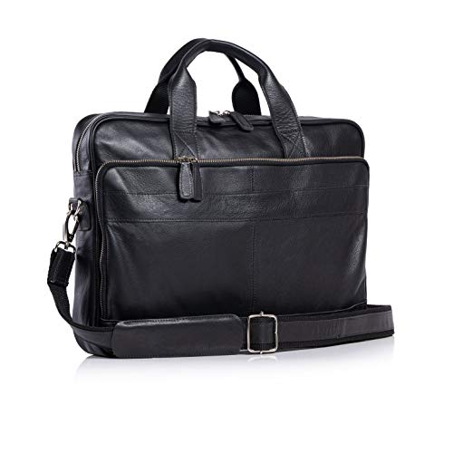 KomalC 16 Inch Leather briefcases Laptop Messenger Bags for Men and Women Best Office School College Satchel Bag