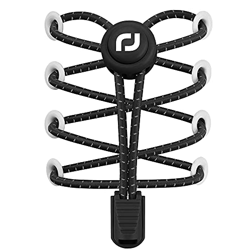 RJ-Sport Elastic Shoe Laces - Quick to Install Reflective No Tie Shoelaces for Kids and Adult (Number 002 - Black Reflective)