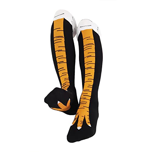 WHOTAY Crazy Funny Thanksgiving Chicken Leg Socks,Novelty Funny Knee-High Chicken Socks,Calf Socks for Chicken Gifts, Chicken Feet Socks for Women,Man and Kids