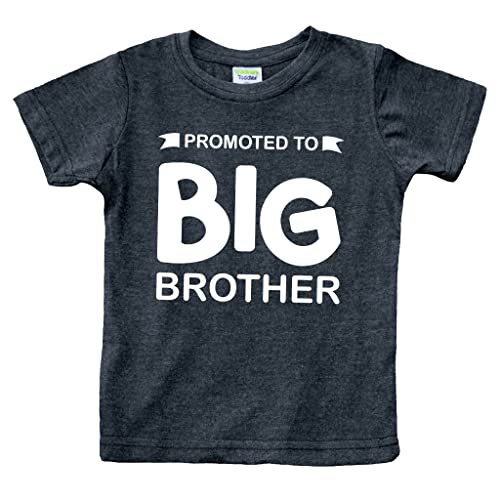 Promoted to Big Brother Shirt for Little Boys Toddler Baby Announcement Outfits (as1, Age, 18_Months, Charcoal Black)