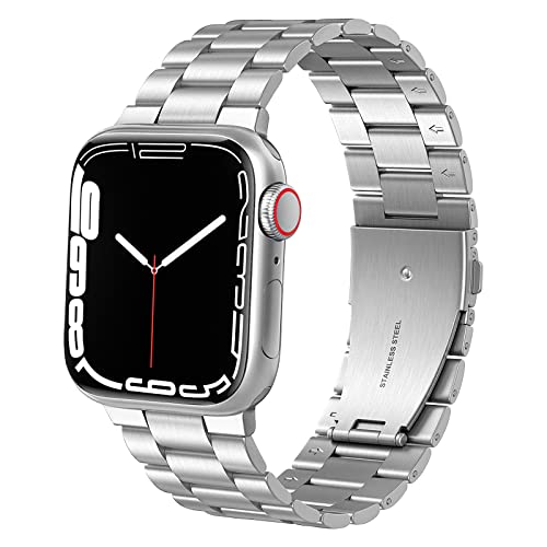 Apple Watch Band 42mm Stainless Steel , Swees Solid Stainless Steel Metal Replacement Strap Tool Kit Wrist iWatch Band for 42mm Apple Watch All Models , with Double Button Butterfly Clasp , Silver