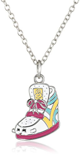 Shopkins Girls' Silver Plated Enamel Sneaky Wedge on Chain Pendant Necklace, 16' + 2' Extender