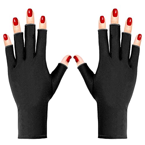 Pimoys UV Gloves for Gel Manicures UPF50+ Fingerless UV Light Gloves for Gel Nails,UV Nails Gloves Manicure Gloves UV Protection Gloves