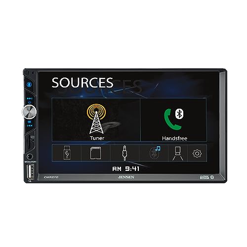 Jensen CMR270 7-inch LED Digital Media Touch Screen Double DIN Car Stereo Radio | Push to Talk Assistant | Backup Camera Input | Bluetooth | USB Fast Charging | microSD | No CD/DVD