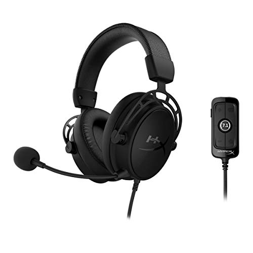 HyperX Cloud Alpha S - PC Gaming Headset, 7.1 Surround Sound, Adjustable Bass, Dual Chamber Drivers, Breathable Leatherette, Memory Foam, & Noise Cancelling Mic - Blackout HX-HSCAS-BK/WW (Renewed)