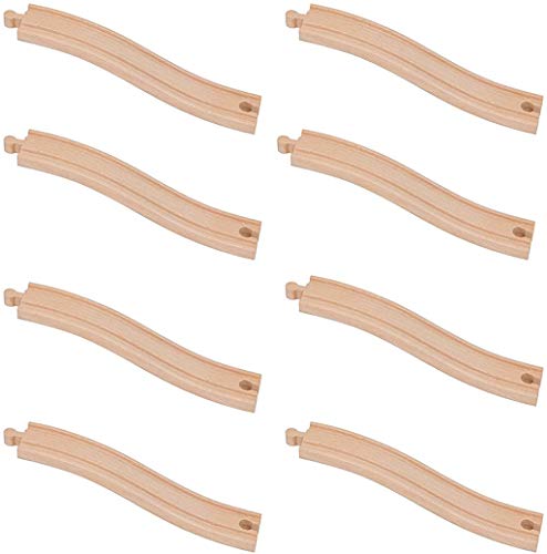 ORBRIUM Toys Wooden Train Ascending Tracks, Pack of 8 Compatible with All Major Wooden Railways Including Thomas, Brio, Chuggington, Imaginarium