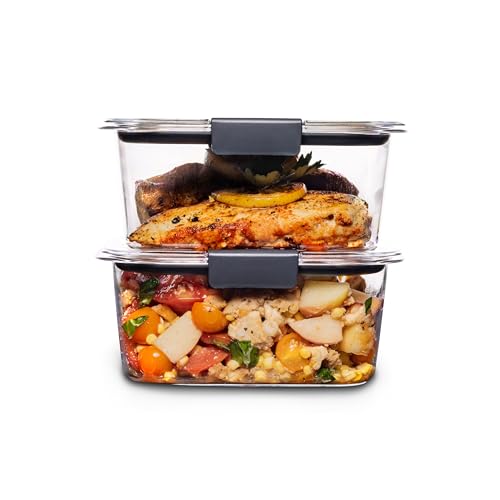 Rubbermaid Brilliance BPA Free Food Storage Containers with Lids, Airtight, for Lunch, Meal Prep, and Leftovers, Set of 2 (4.7 Cup)