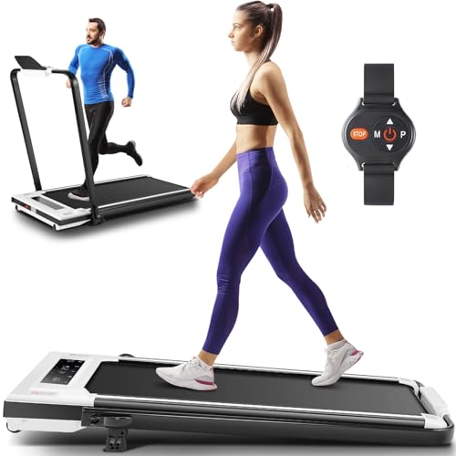 ANCHEER 4 in 1 Under Desk Treadmill with Incline-Max Treadmill 300 lb Capacity,Walking Pad/Compact Electric Treadmill for Home/Gym/Office with LED Touch Screen/Remote Watch | 2s Folding Treadmill