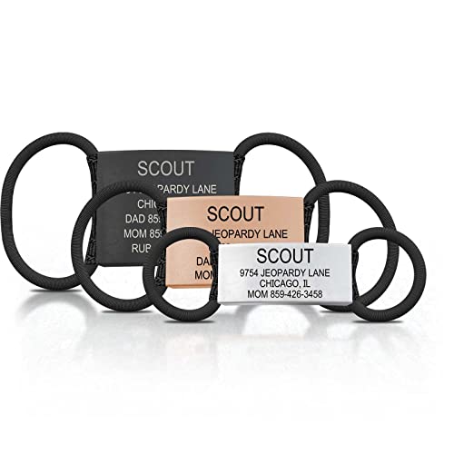 ROAD iD Silent Personalized Engraved Dog Tags for Pets, Slate, Small, Jingle Free Slide On - Custom Silicone Name Tag - Stainless Steel - for 0.5'-0.75” Collars - Works for Cat & Horse Bridle