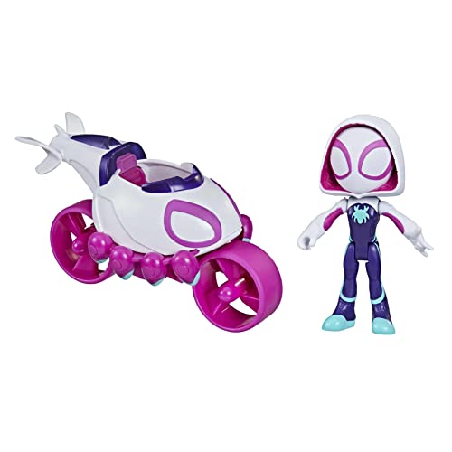Spidey & His Amazing Friends Marvel Ghost-Spider Action Figure & Copter-Cycle Vehicle, for Kids Ages 3 & Up , Black, F1942