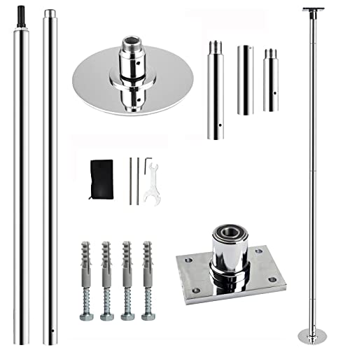 PRIOR FITNESS Permanent Fixed Dance Pole Kit, Professional 45mm Spinning & Static Dancing Pole Heavy-Duty Steel Pole Dance for Home, Adjustable Height Excellent for Home Exercise Studio Club Gym