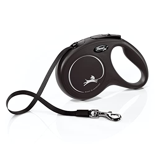 FLEXI New Classic Retractable Dog Leash (Tape), 16 ft, Medium, Black